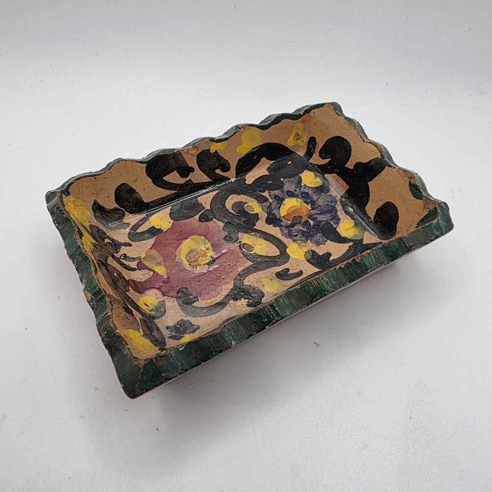 Vintage Hand-Painted Italian Ceramic Trinket Dish